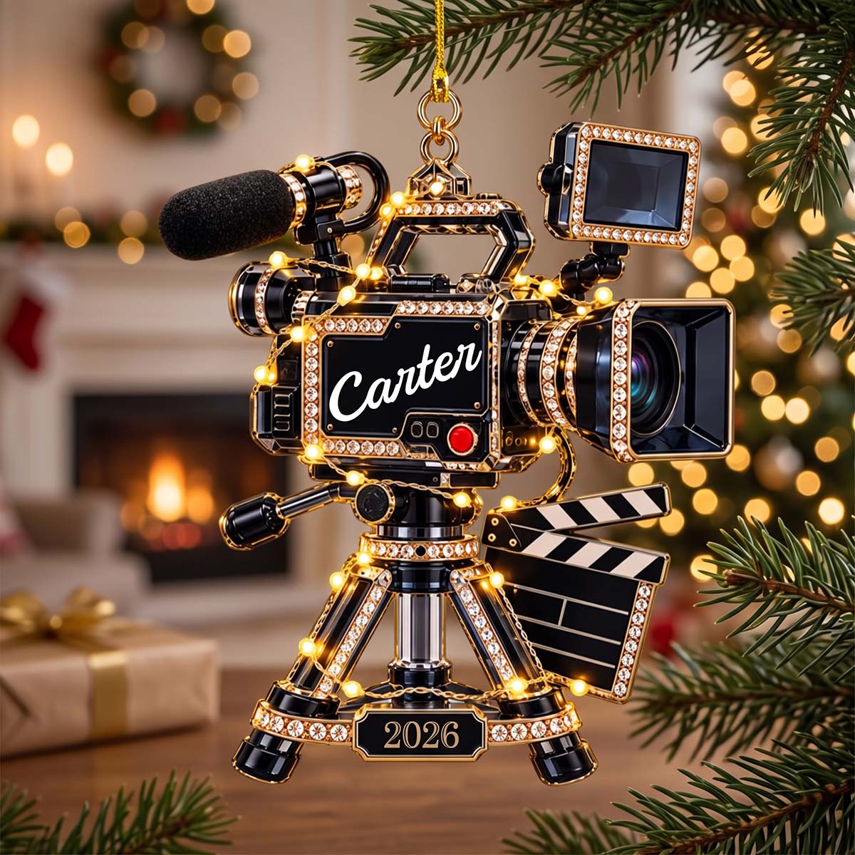 Personalized Movie Camera Christmas Ornament | Unique Christmas Gift For Filmmakers Videographer Lover