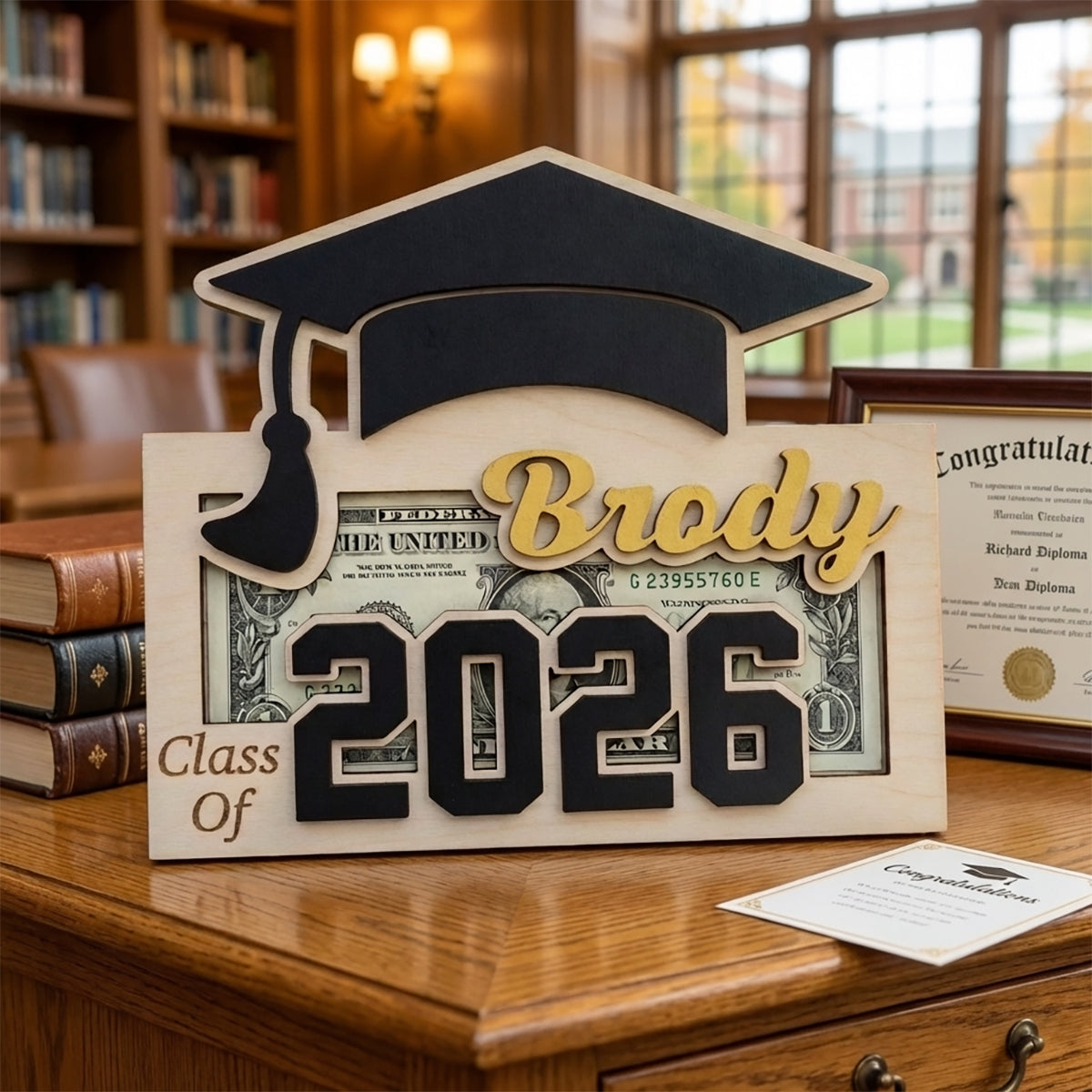 Personalized Graduation Money Holder & Fridge Magnet With Name Class of 2026 Graduation Gift For Him Her