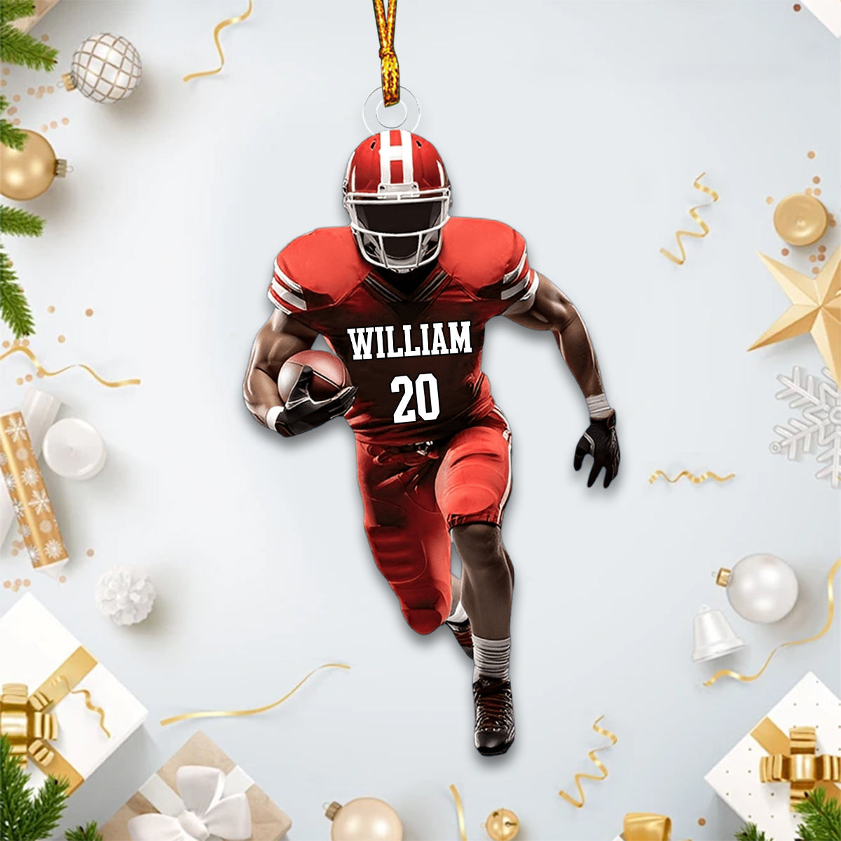 Personalized American Football Player Ornament With Name And Number Customized Passion For Sport Lovers