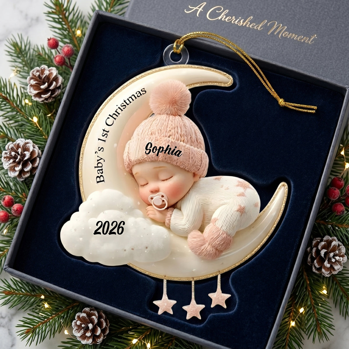 Personalized Baby's First Christmas Ornament 2026 | Newborn Keepsake Gift for Baby Boy or Girl