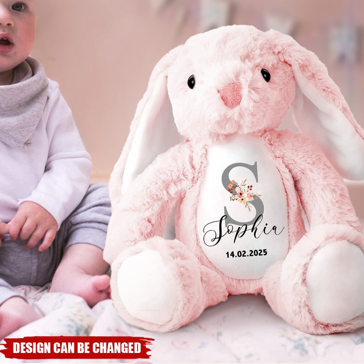 Custom Bunny Easter New Baby Baby Shower - Personalized Soft Toy Bunny