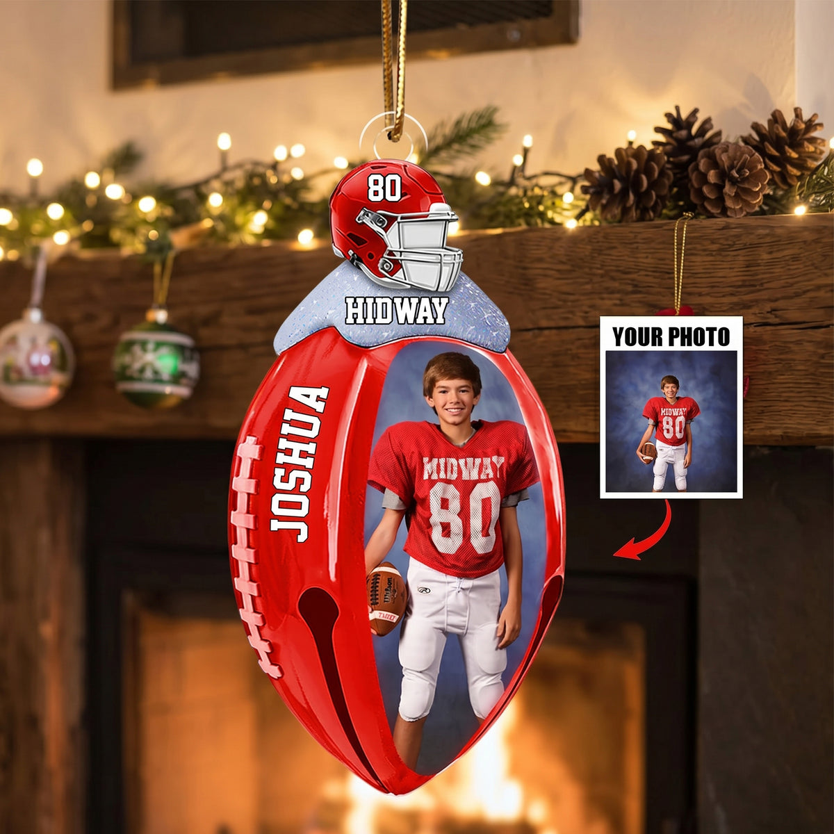 Personalized Football Bell Acrylic Ornament - Sports Keepsake Gift for Football Lover
