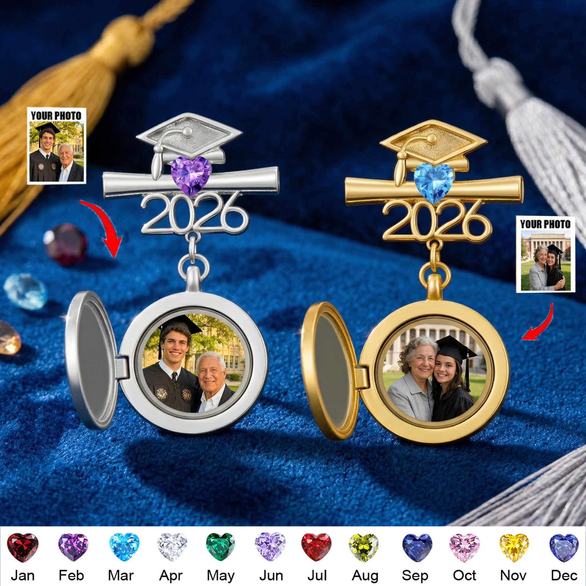 Personalized 2026 Graduation Pin With Photo | Memorial Graduation Gift For Her Him