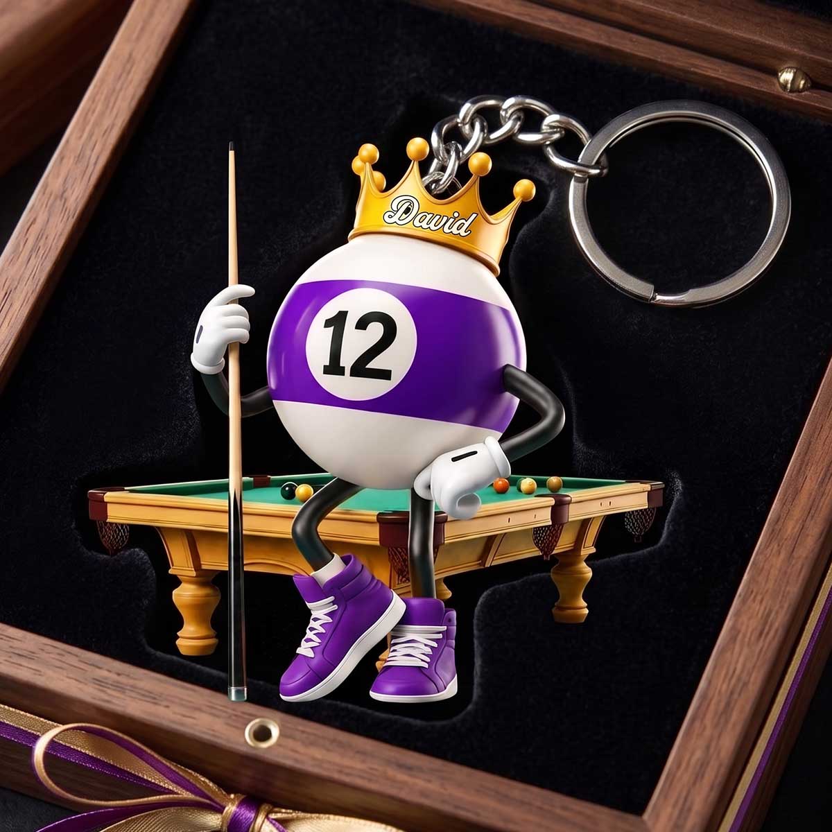 Personalized Billiard Ball Crown Acrylic Keychain | Birthday & Christmas Gift For Billiard Lovers