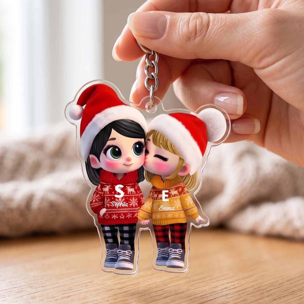Personalized Couple Kissing Acrylic Keychain | Christmas Gift For Couple