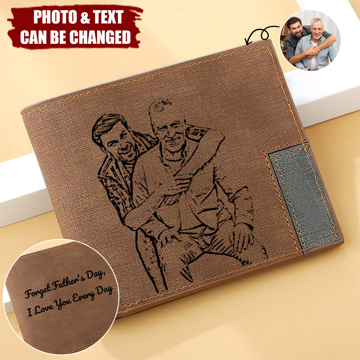 Custom Photo Engraved Personalized Wallets, Gifts For Men Gift For Father's Day