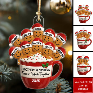Personalized Gingerbread Brothers Sisters Siblings In Hot Cocoa Ornament With 2-10 Names,Celebrating Siblings Christmas Bonds