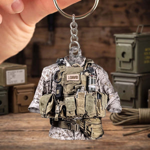 Personalized Marine Corps Acrylic Keychain | Gift For Soldiers Military Lovers Memorial Day