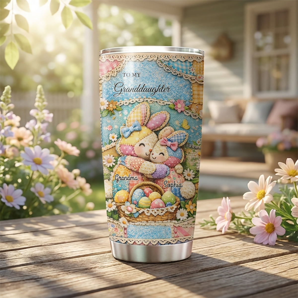 Personalized "To My" Easter Bunny Tumbler With Heartfelt Message - Grandma's Spring Holiday Gift For Granddaughter