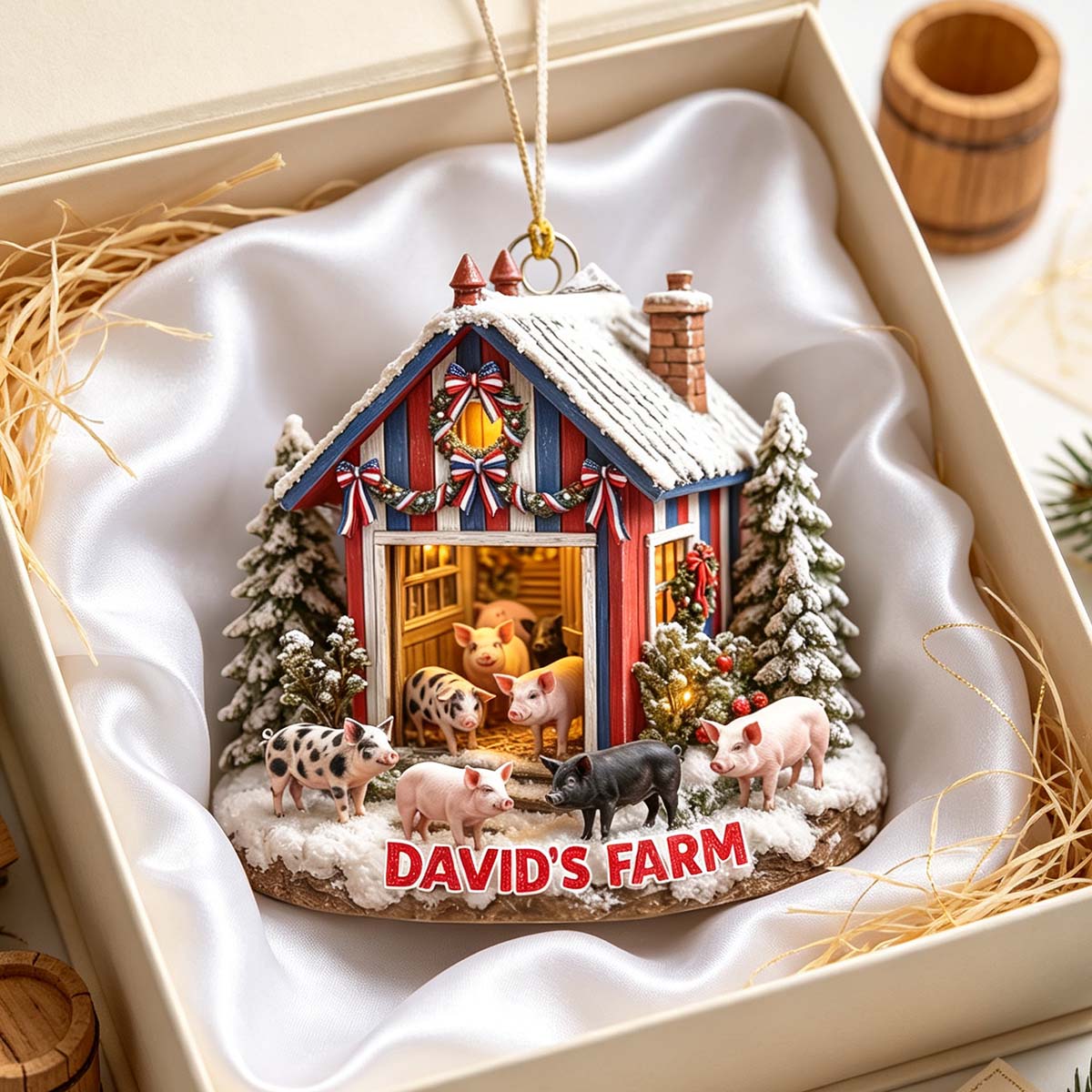 Warm Cozy Christmas Farm - Personalized Christmas Acrylic Ornament
