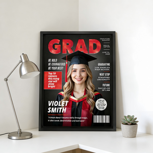 Personalized Graduation Magazine Cover Poster With Text & Name | Graduation Gifts For Class of 2026