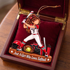 Personalized Softball Girl Acrylic Ornament - Christmas Gift For Teen Girls Softball Lover