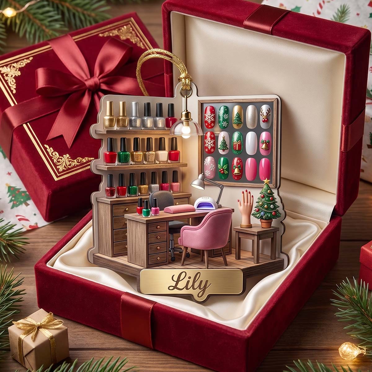 Personalized Nail Tech Salon Workstation Acrylic Ornament | Christmas Gift For Nail Tech Nail