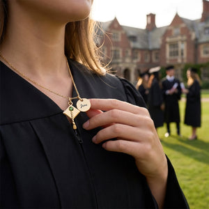 Personalized Graduation Cap Necklace With Name & Birthstone | Graduation Jewelry For Family Friend