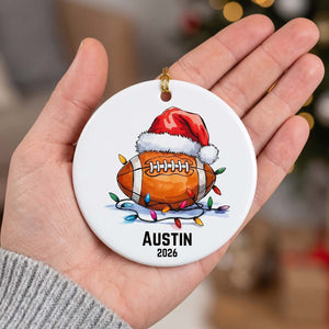 Personalized Football Ceramic Ornament | Sports Player Keepsake, Football Coach Team Christmas Gift Idea