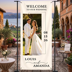 Personalized Wedding Welcome Banner | Custom Photo Date Name | Engagement Decor For Couple