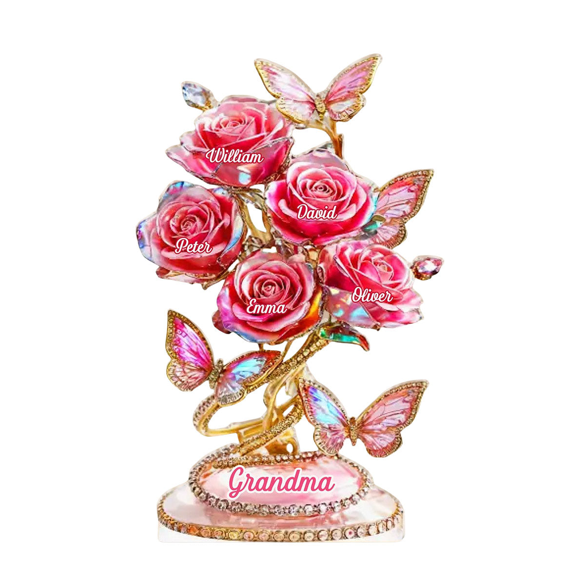 Each Rose Holds A Piece Of Your Heart - Family Personalized Custom Acrylic Plaque Custom Shape,Mother's Day Gift