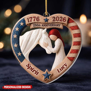 Personalized "Equestrian Bond Ver America 250" Acrylic Ornament | Christmas Gift For Horse Lover