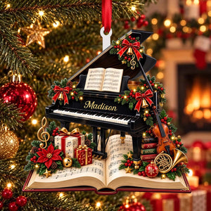 Personalized Grand Piano Acrylic Ornament - Christmas Gift for Pianist Music Teacher Music Lover