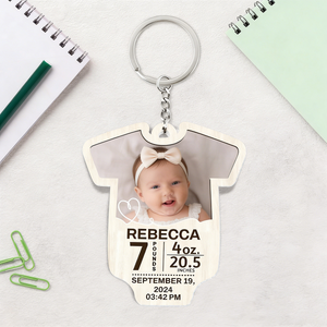 Personalized Cute Baby Acrylic Keychain With  Photo & Birth Stats | Unique Gift For New Parents & Kids