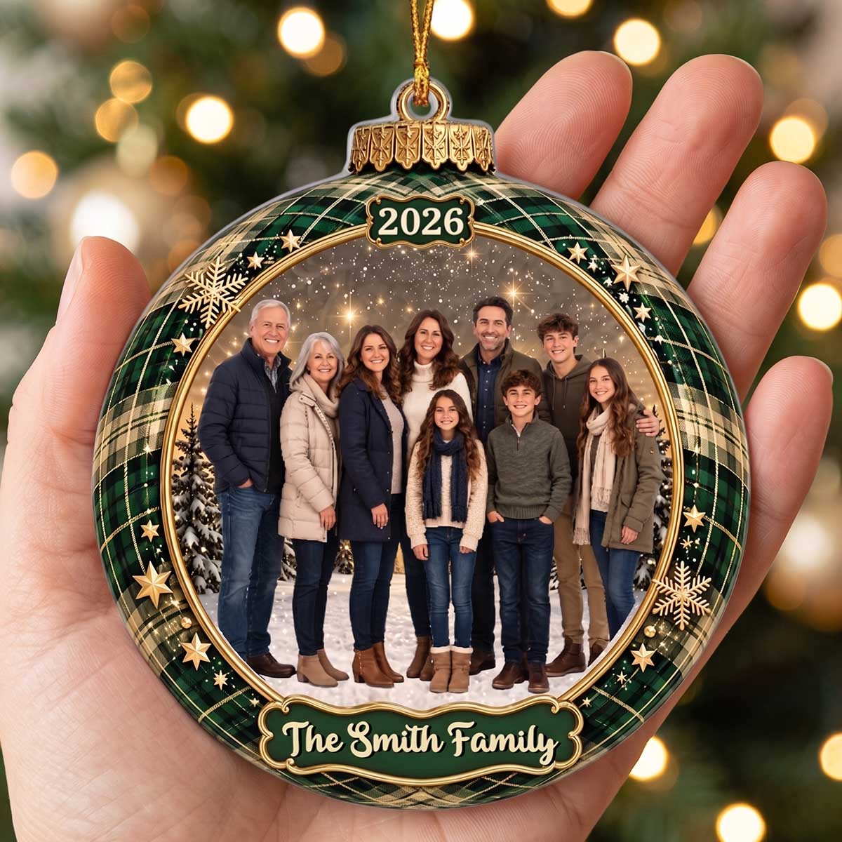 Personalized Family Photo Christmas Ornament | Christmas Birthday Gifts For Mom Dad Brother Sister - Love Makes A Family Whole