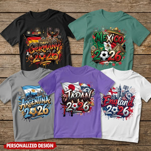 Personalized 2026 World Cup Country T-Shirt With Name & lcon | Gift For Soccer Fans