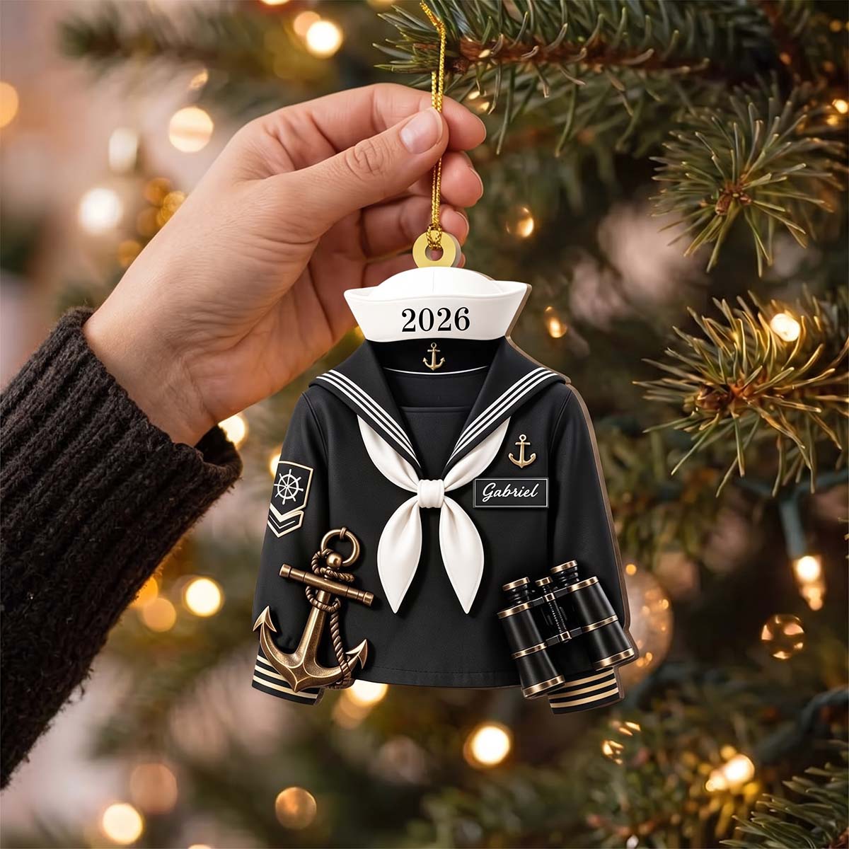 Personalized Sailor Uniform Acrylic Ornament | Christmas Tree Decoration, Gift For Navy Sailor Family Members