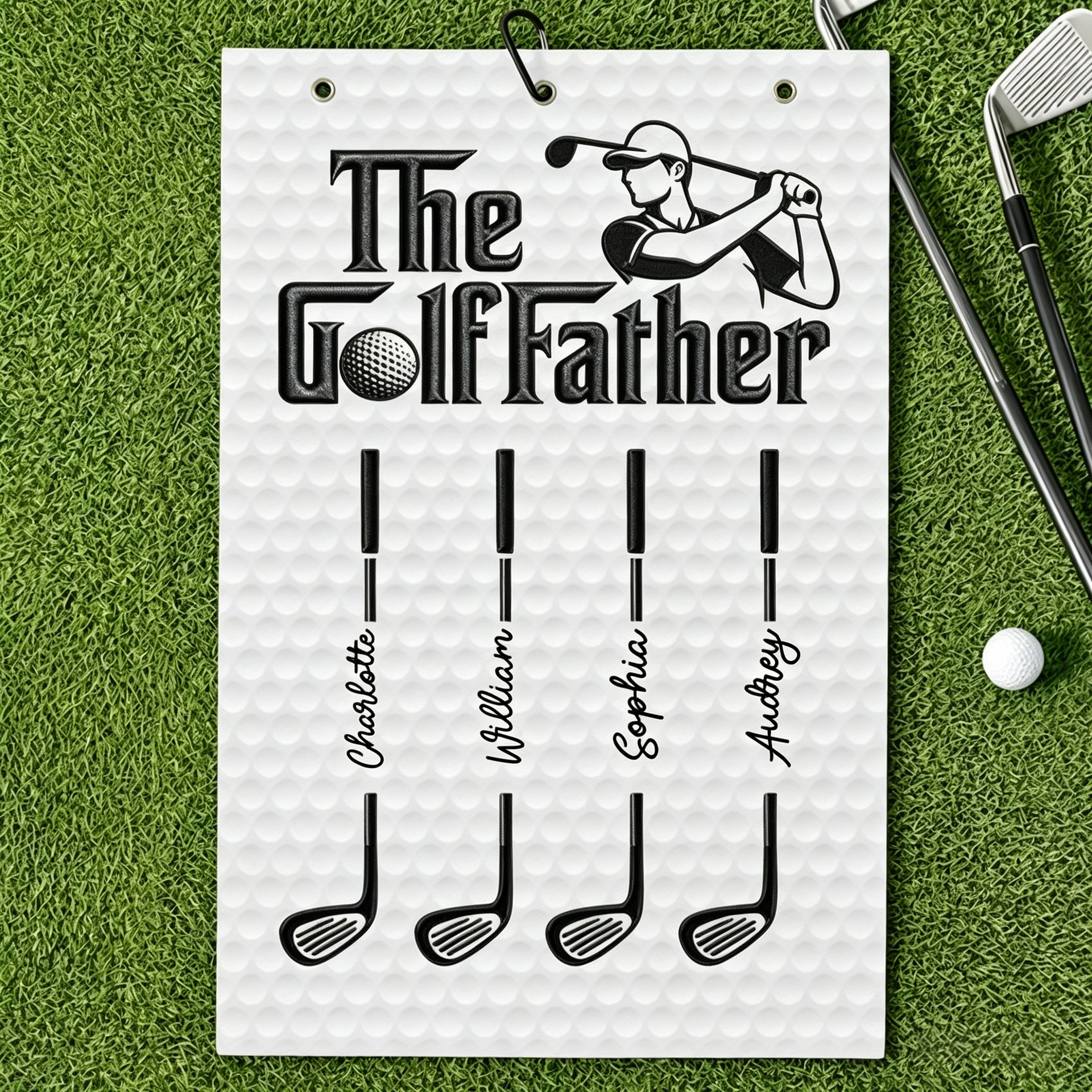 Personalized One More Round Please Golf Towel With 1-10 Kids' Names - Father's Day Gift For Dad & Grandpa