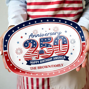 Personalized USA 250th Anniversary Serving Plate | 1776-2026 Patriotic Decorative Gift For Family