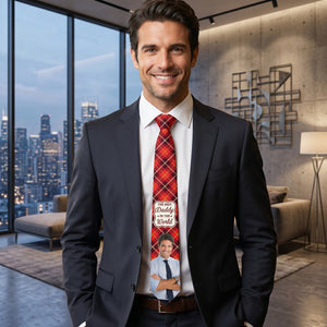 Personalized "The Best Dad in the World" Photo Tie | Birthday Father's Day Gift For Dad Grandpa