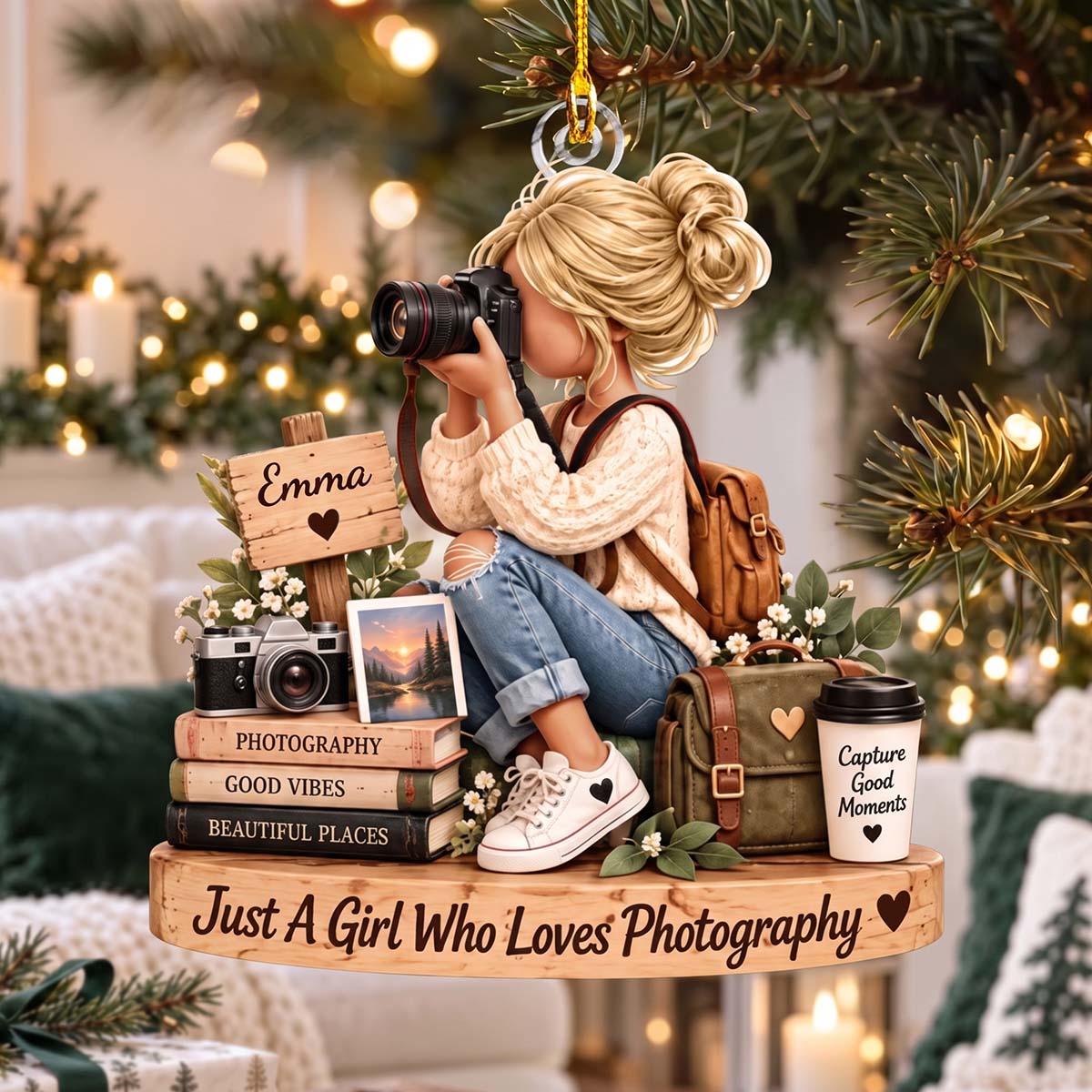 Personalized Photographer Girl Acrylic Ornament | Christmas Keepsake Gift For Her
