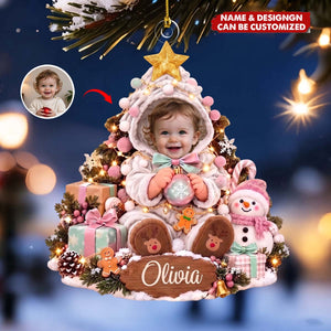 Personalized Newborn Photo Christmas Acrylic Ornament | Baby First Christmas Gift For Family