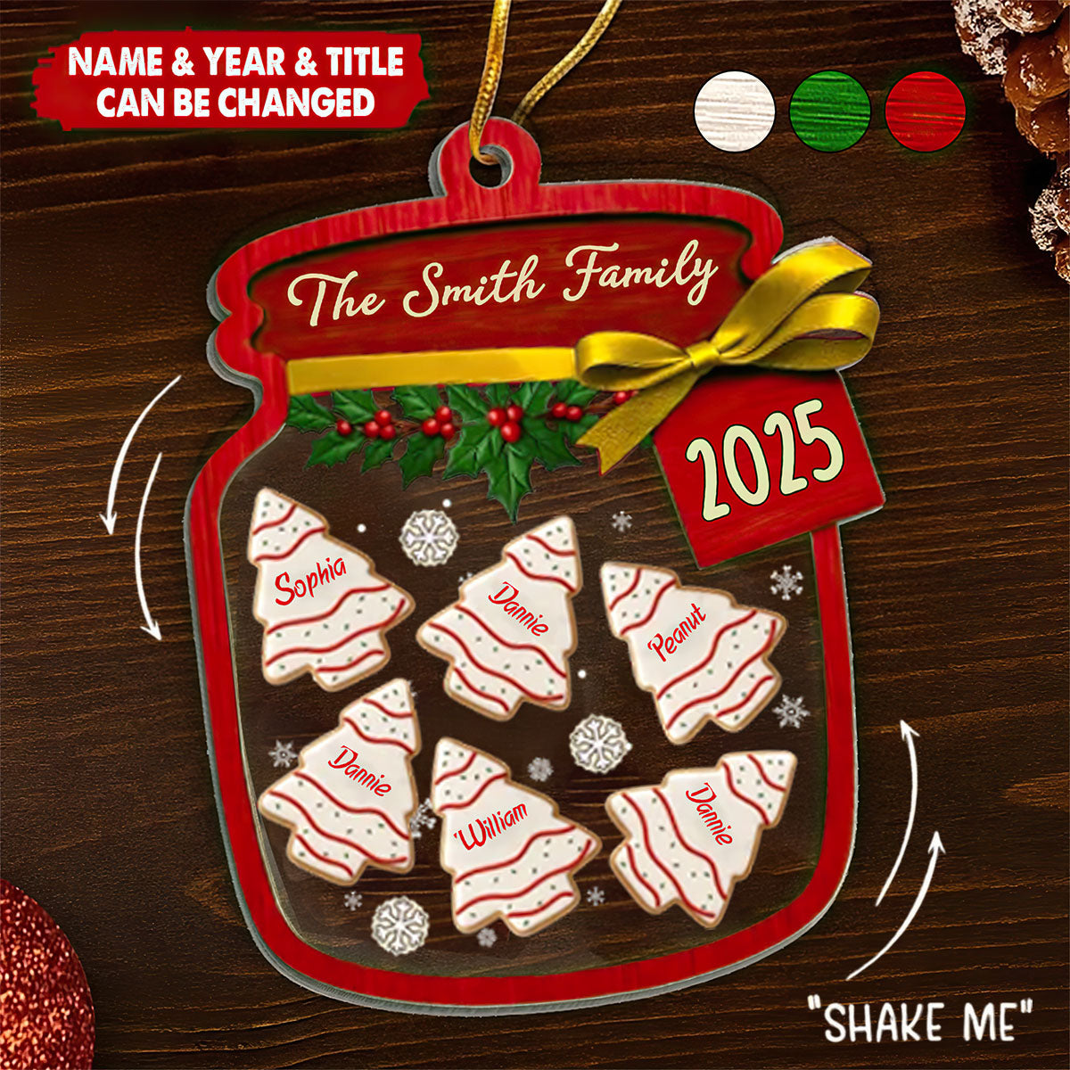 Personalized "A Jar Full of Love" 3 Layers Shaker Ornament With 2-6 Names & Year Christmas Birthday Gifts For Family