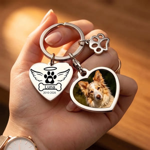 Personalized Pet Memorial Keychain - "Forever In My Heart" With Your Pet's Photo For Pet Parents