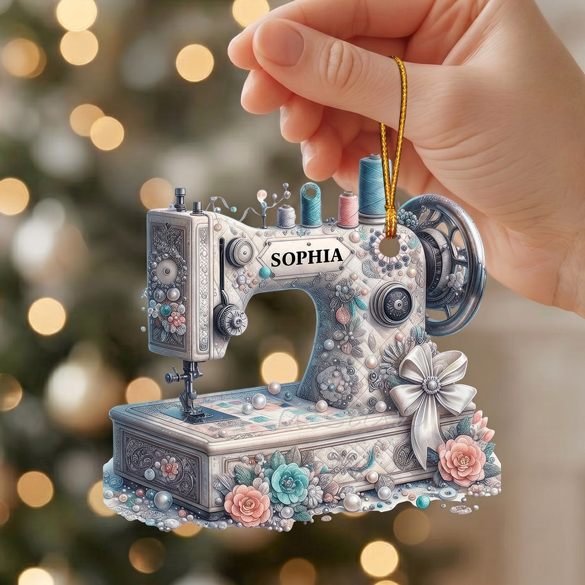 Personalized Sewing Machine Acrylic Ornament | Christmas Birthday Gift For Sewing Lover