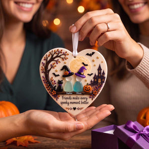 Personalized Halloween Friendship Sea Glass Ceramic Ornament | Fall Holiday Decor For Friend
