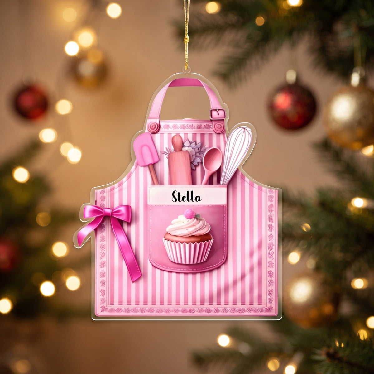 Personalized Baker Apron Christmas Ornament - Baking Lover Gift - Cute Kitchen Holiday Decor