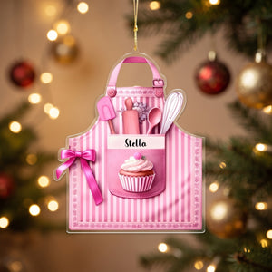 Personalized Baker Apron Christmas Ornament - Baking Lover Gift - Cute Kitchen Holiday Decor