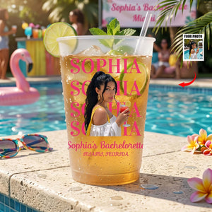Personalized Photo Frosted Plastic Cups | Perfect For Birthday Bachelorette Weekend For Girl Squad