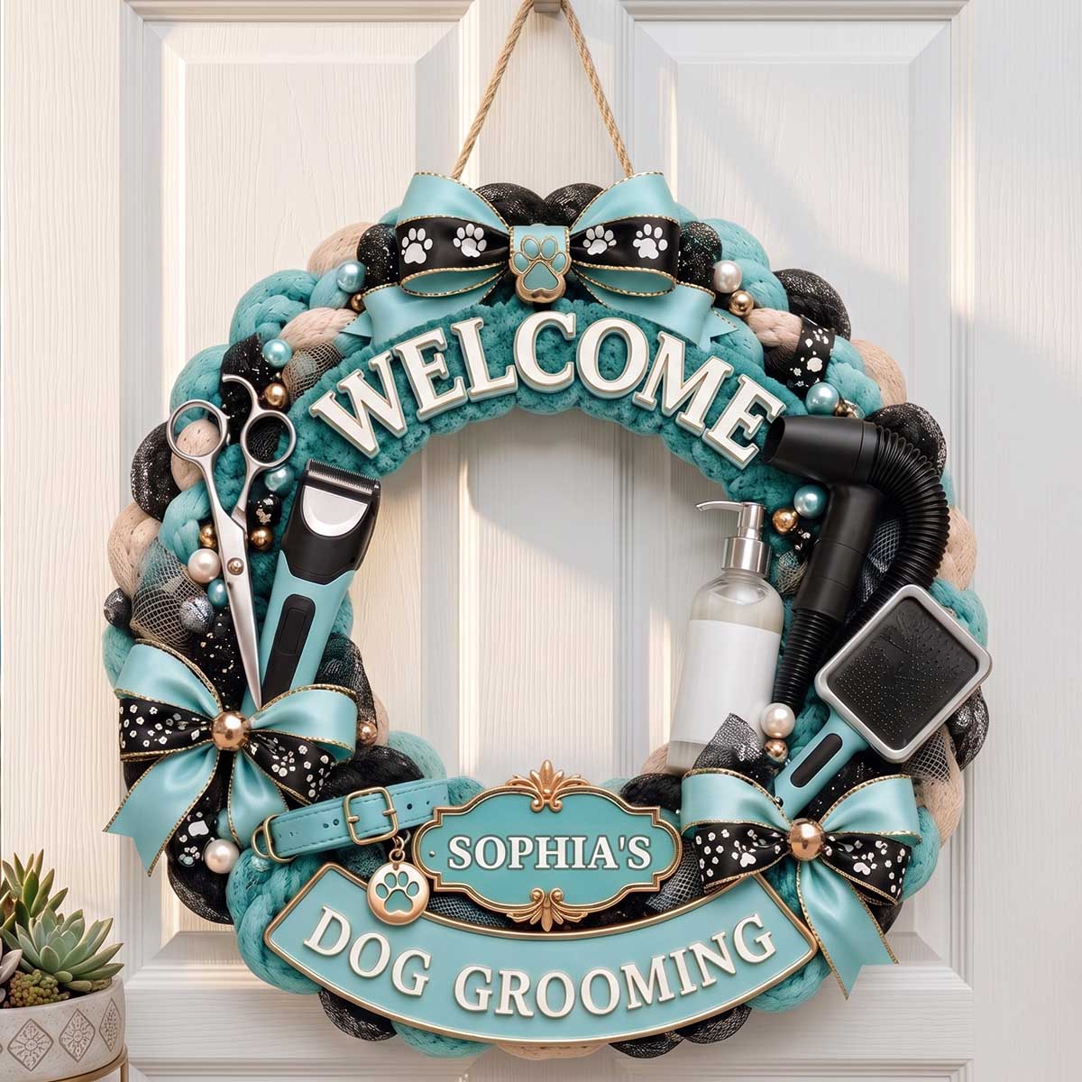 Personalized Dog Grooming Welcome Wood Sign | Business Wall Gift For Pet Stylists Dog Salon Owners