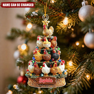 Personalized Chicken Christmas Tree Ornament With Name | Rustic Coop Farm Decor | Gift For Chicken Lovers & Farmers