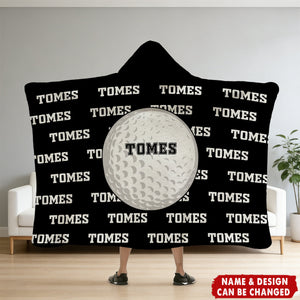 Personalized Balls Design Hooded Blanket With Name & Number - Birthday | Christmas | Game Day Gift For Sports Fan & Kids