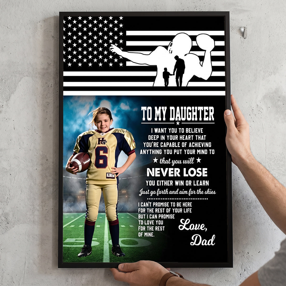 Personalized American Football Canvas / Poster - Custom Gift For Son Or Daughter From Mom And Dad