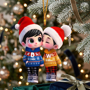 Personalized Couple Kissing Acrylic Ornament | Christmas Gift For Couple