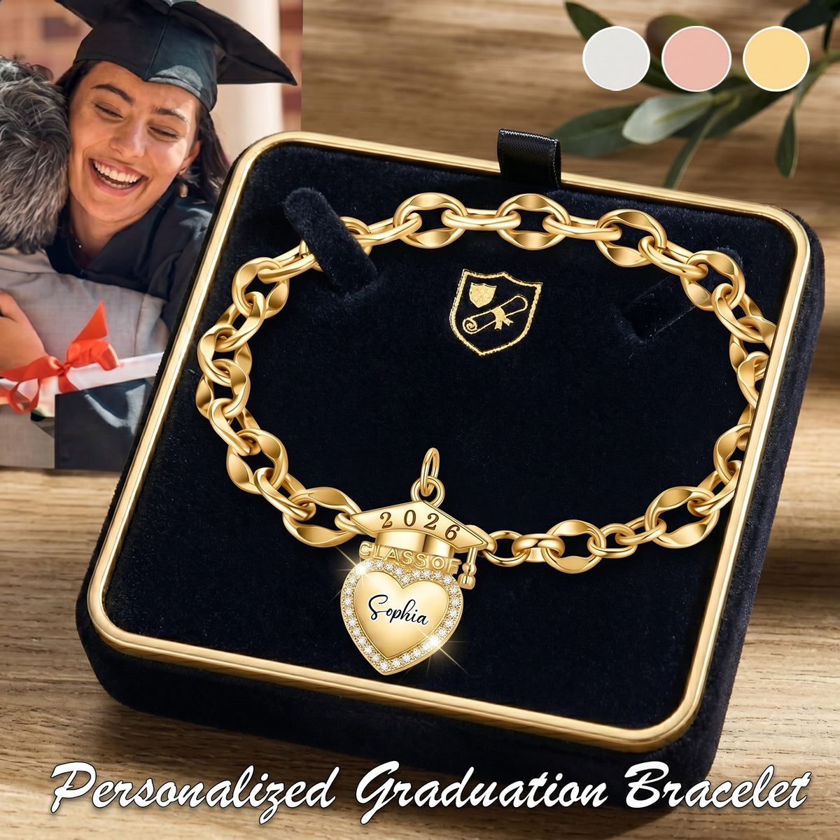 Personalized Class of 2026 Graduation Bracelet - Senior High School/College Graduate Keepsake
