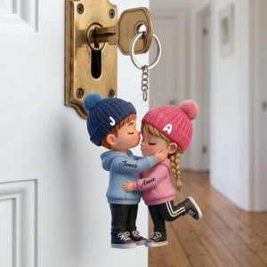 Personalized Acrylic Keychain With Kissing Couple | Unique Gift for Her Him