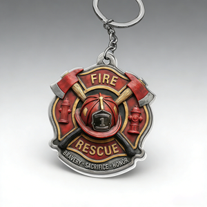 Fire Rescue Bravery Sacrifice Honor Keychain | Unique Gift For Firefighters and Rescue Team Members