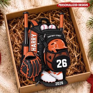 Custom Baseball Gear Bag 2026 - Personalized Acrylic Ornament Christmas Gift for Players & Coaches