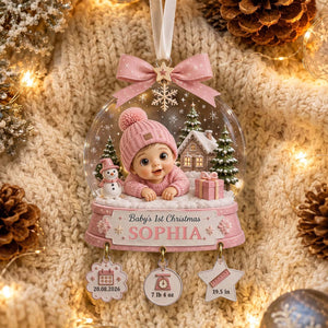 Personalized Baby's First Christmas Acrylic Ornament | Christmas Gift For Newborn Baby Boy Girl
