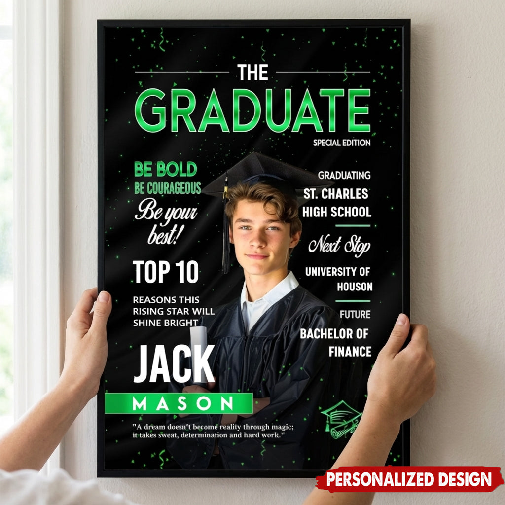 Personalized Graduation Photo Magazine Cover Poster With Text & Name | Graduate Season Gift For Class of 2026